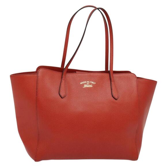 GUCCI Tote Bag Leather Red Gold 354397. - Picture 1 of 16